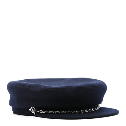 Hermes Cashmere Womens Belle-Ile Cap 56 Navy 1 of 6