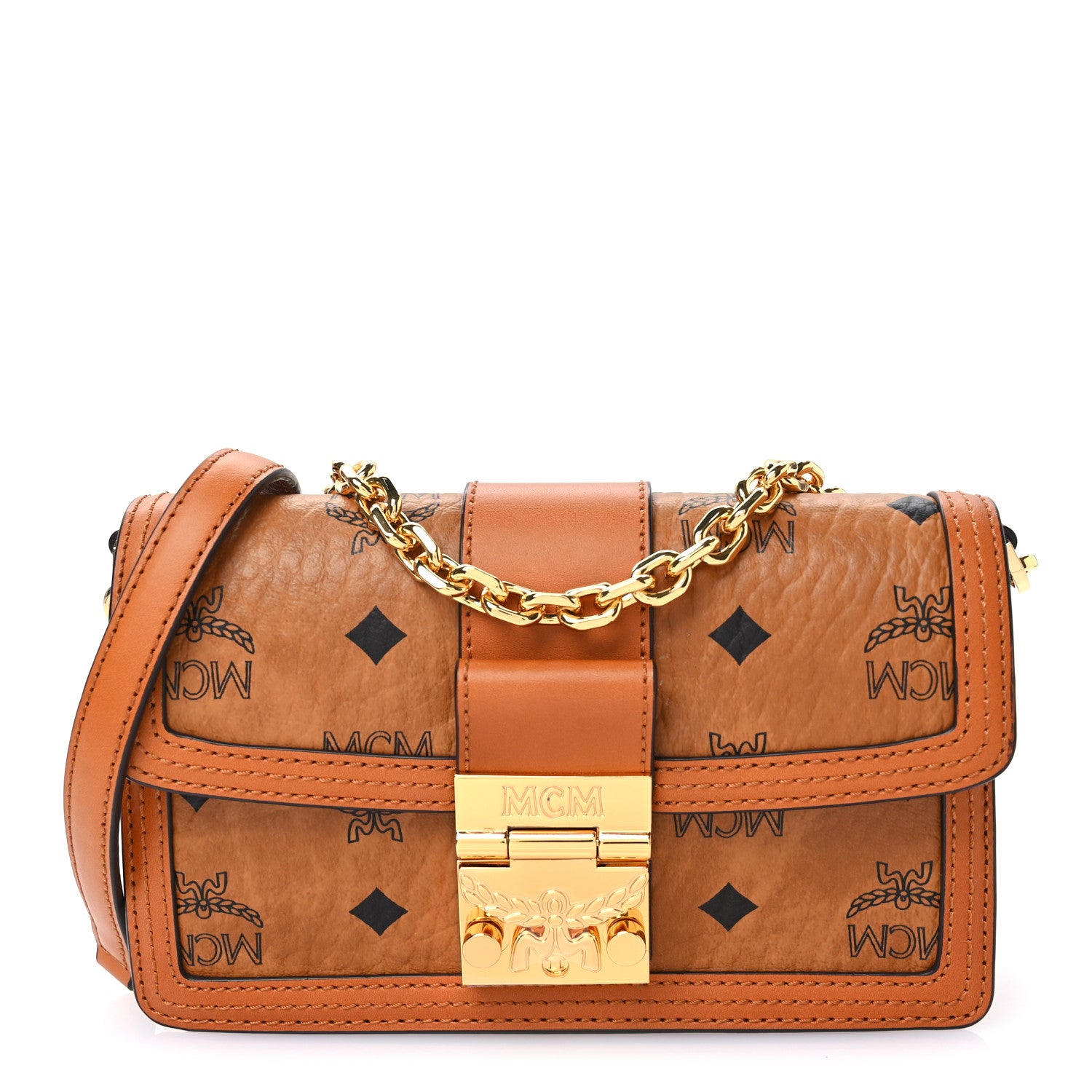 MCM Visetos Mini Gretl Crossbody Cognac 1 of 10