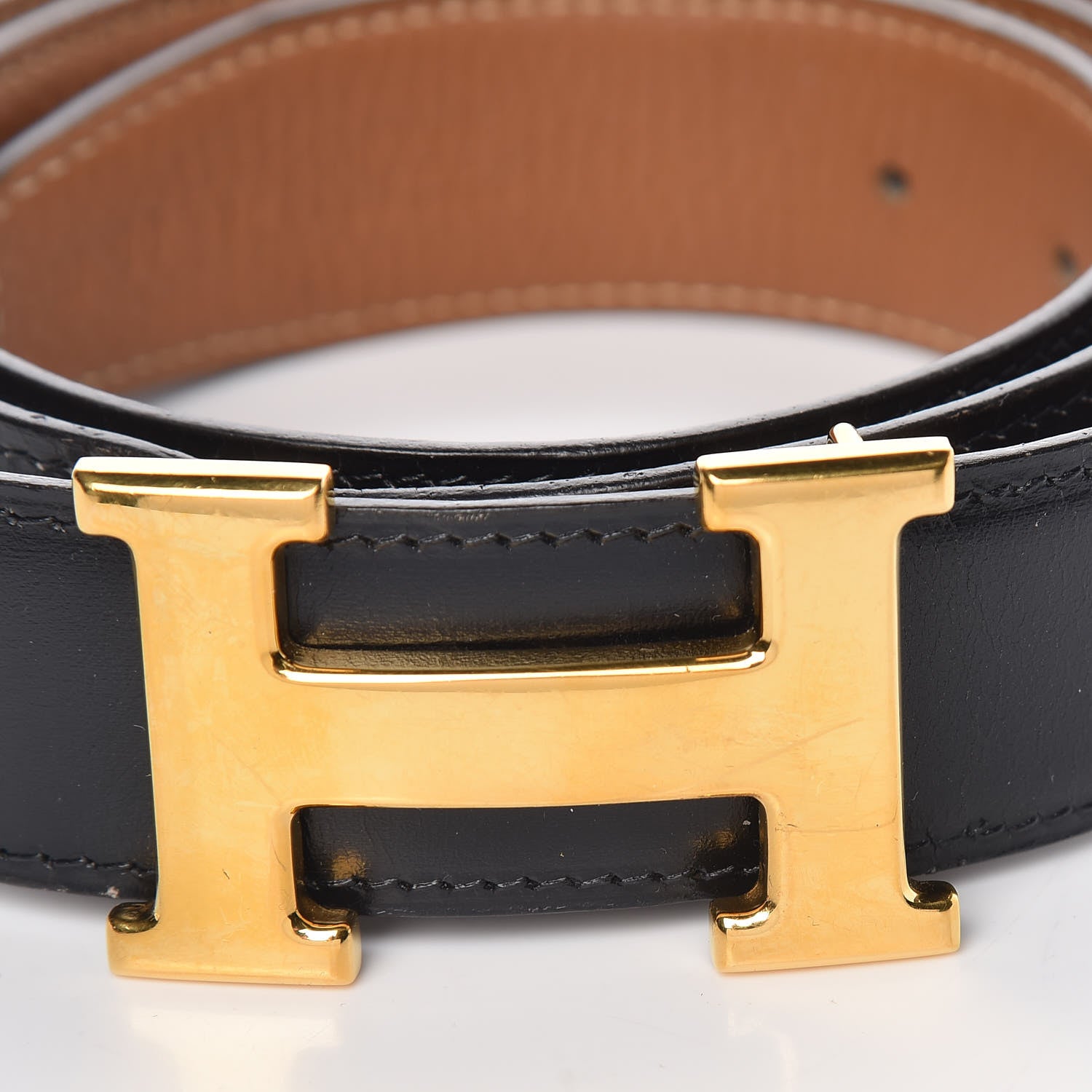 Hermes Box Togo 32mm H Belt 90 Black Gold 5 of 11