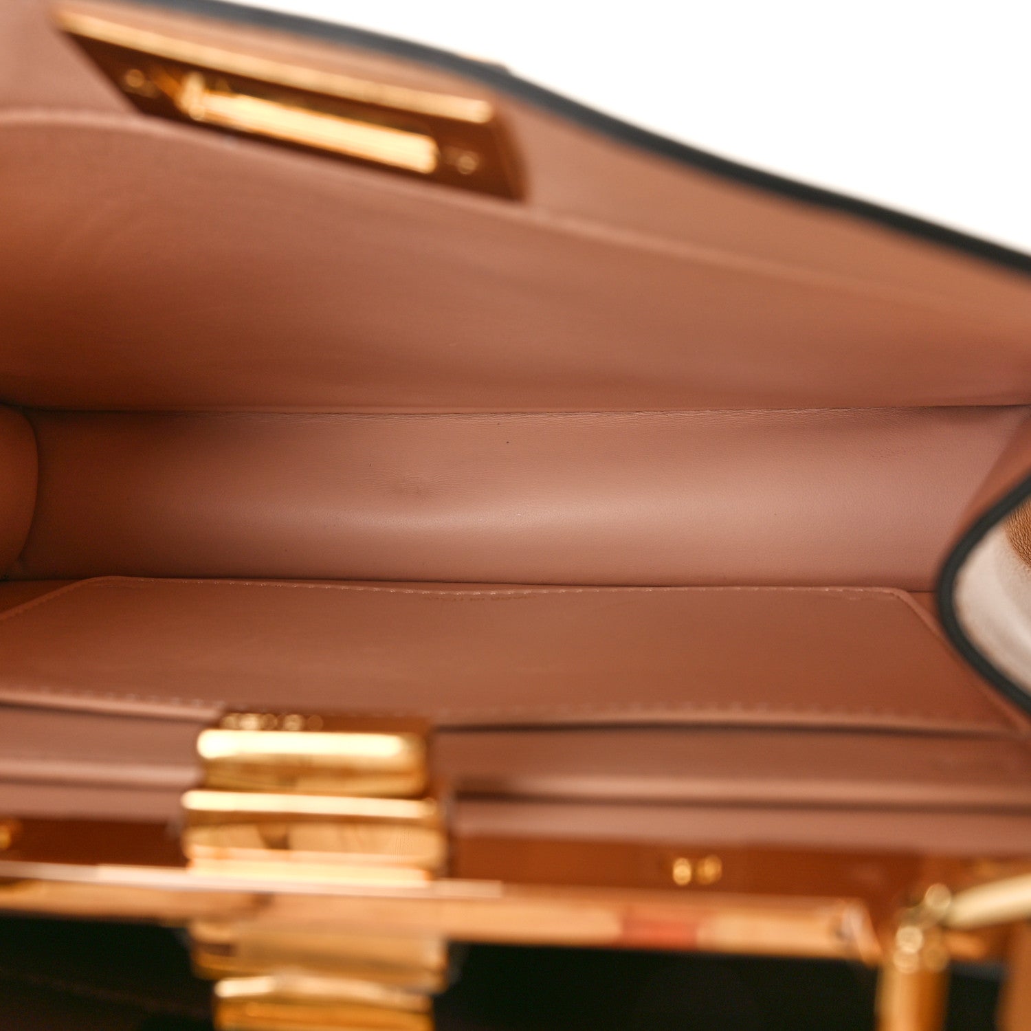 Fendi Vitello Seta Nappa Bi-Color Small Peekaboo I SEE U Satchel Miele Scuro Light Rose Ghianda 6 of 9