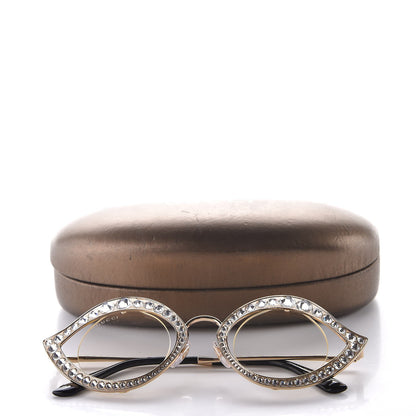 Gucci Metal Crystal Cat Eye Sunglasses GG0046S Gold 7 of 7