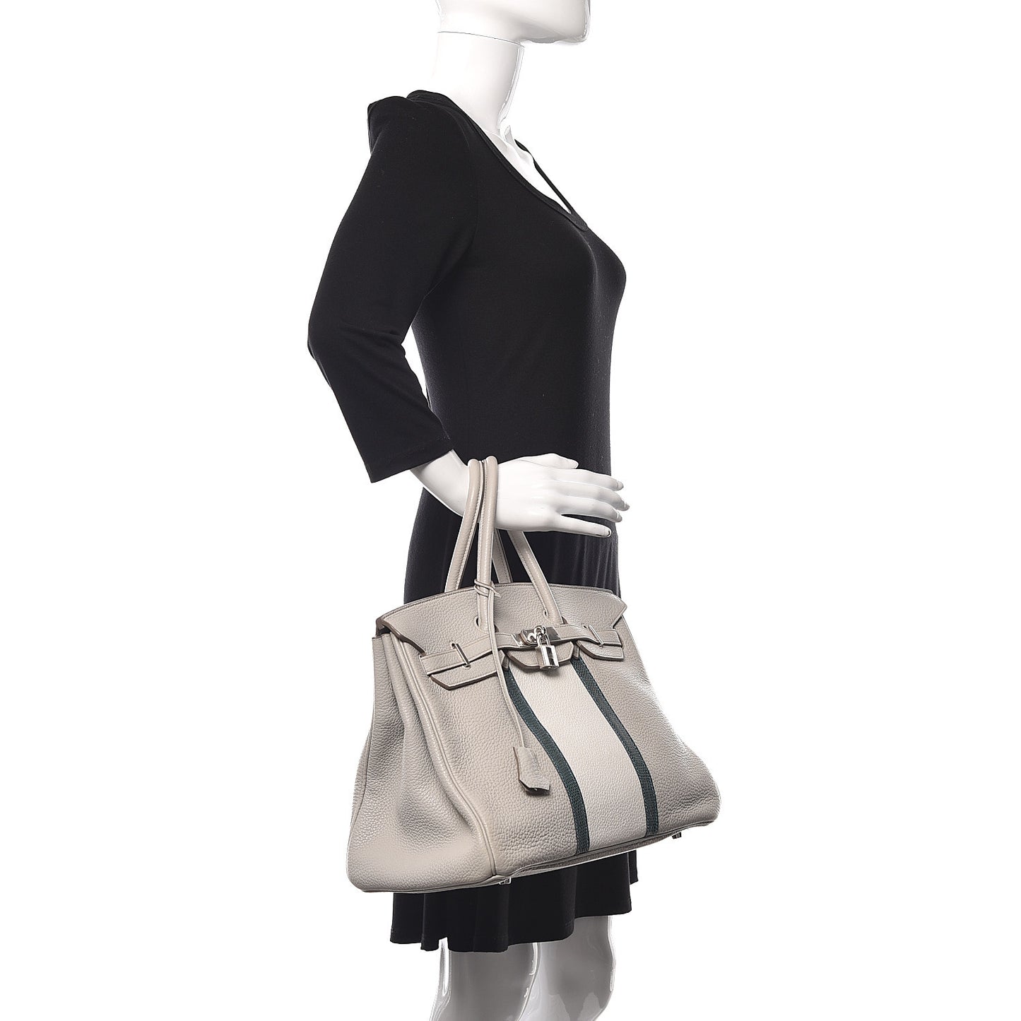 Taurillon Clemence Lizard Club Birkin 35 Gris Perle White Mykonos
