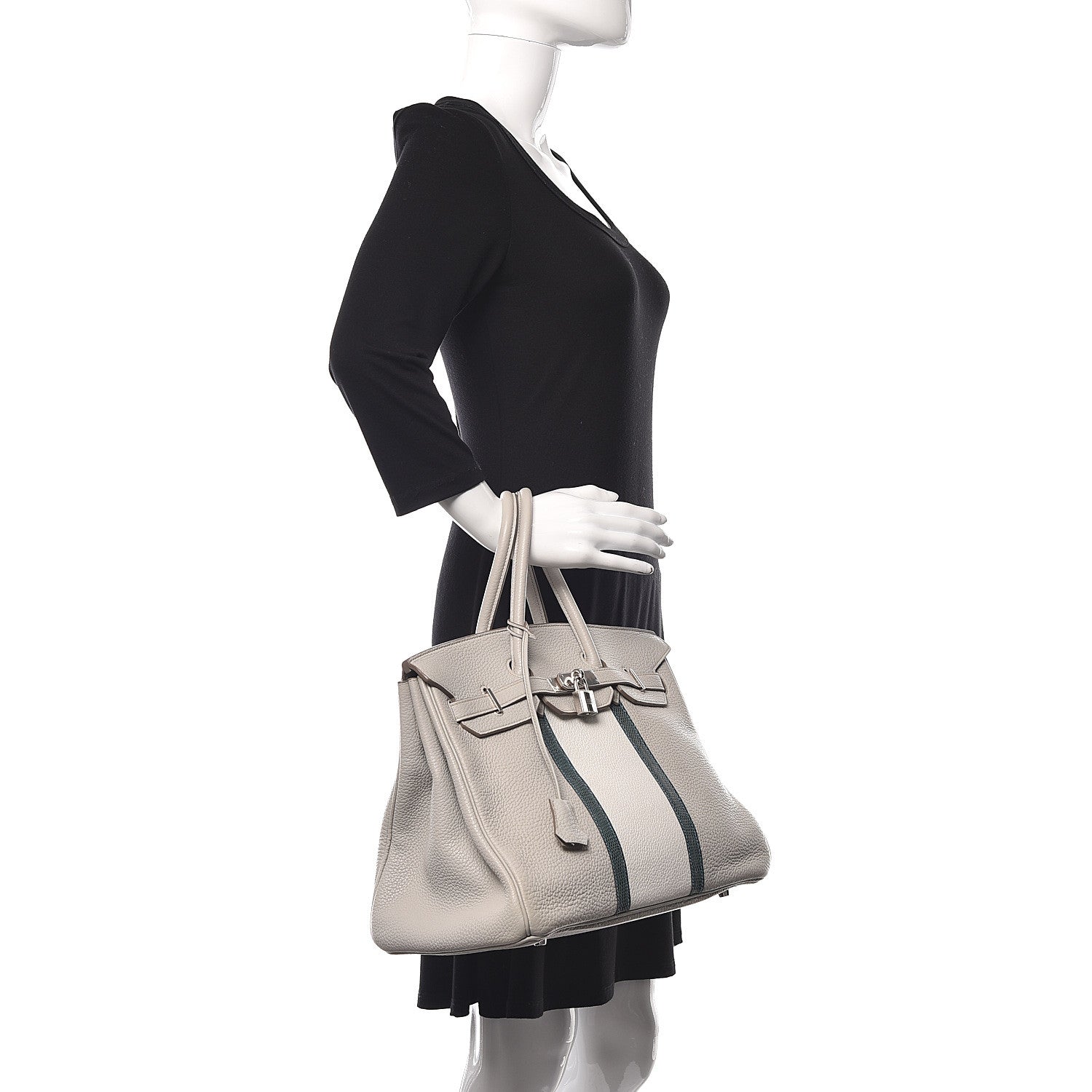 Hermes Taurillon Clemence Lizard Club Birkin 35 Gris Perle White Mykonos 2 of 39