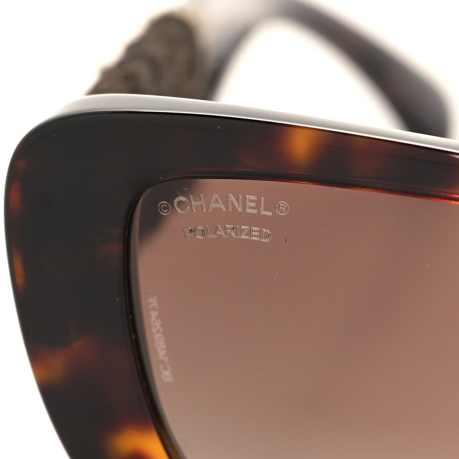 Chanel Acetate Tweed Wool CC Rectangle Sunglasses 5514 Tortoise 7 of 8
