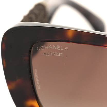 Chanel Acetate Tweed Wool CC Rectangle Sunglasses 5514 Tortoise 7 of 8
