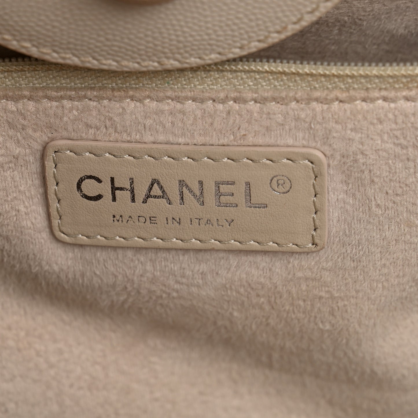 Caviar Medium Studded Deauville Tote Ivory