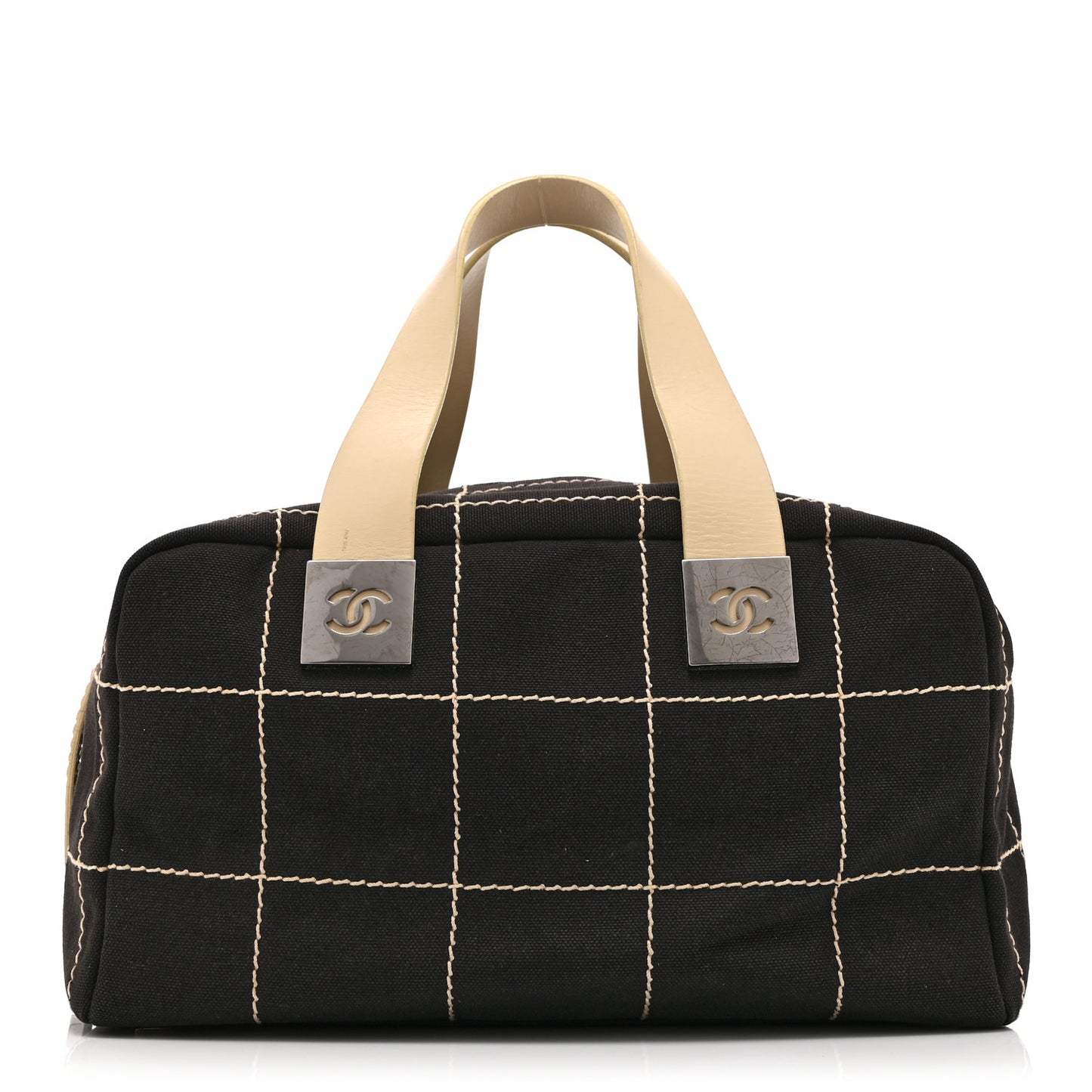 Canvas Square Stitched CC Boston Bag Black