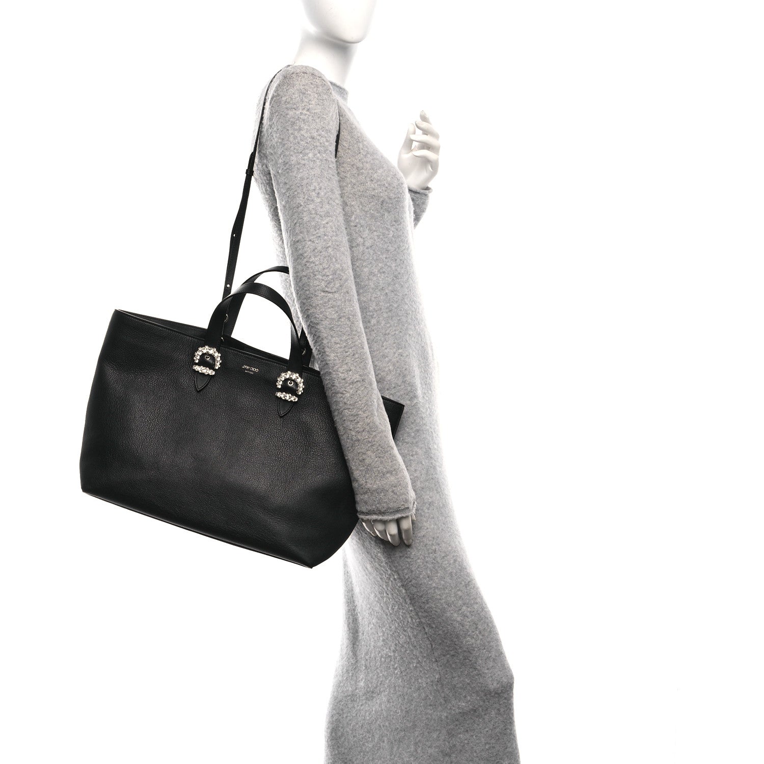 Jimmy Choo Calfskin Crystal Cheri Tote Black 2 of 11