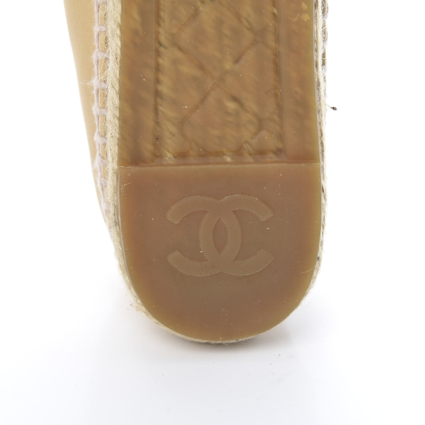 Lambskin CC Camellia Stud Espadrilles 37 Beige Black