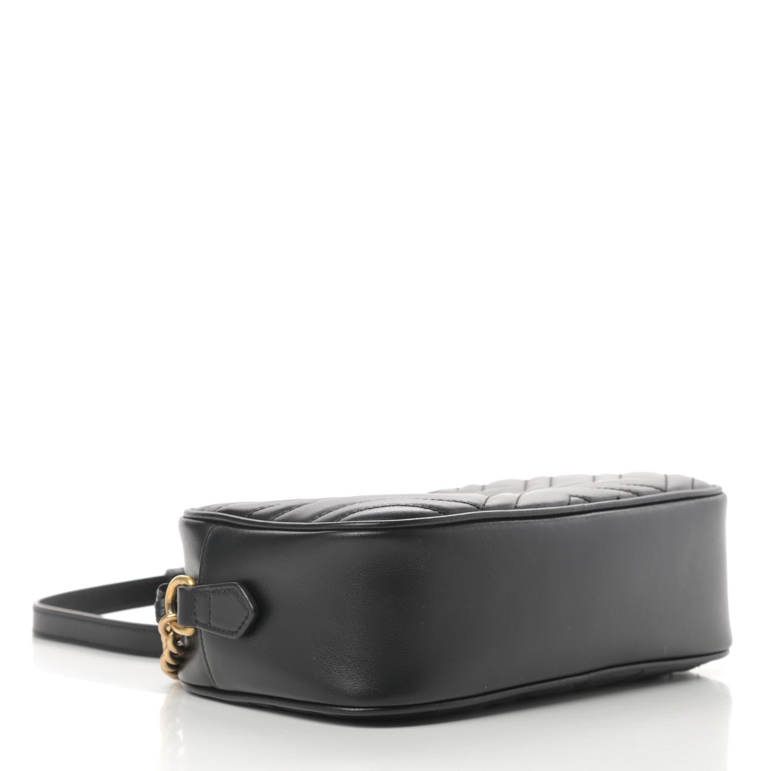 Gucci Calfskin Matelasse Small GG Marmont Chain Shoulder Bag Black 4 of 11