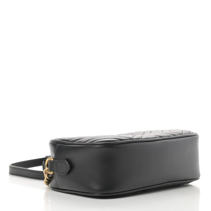 Gucci Calfskin Matelasse Small GG Marmont Chain Shoulder Bag Black 4 of 11