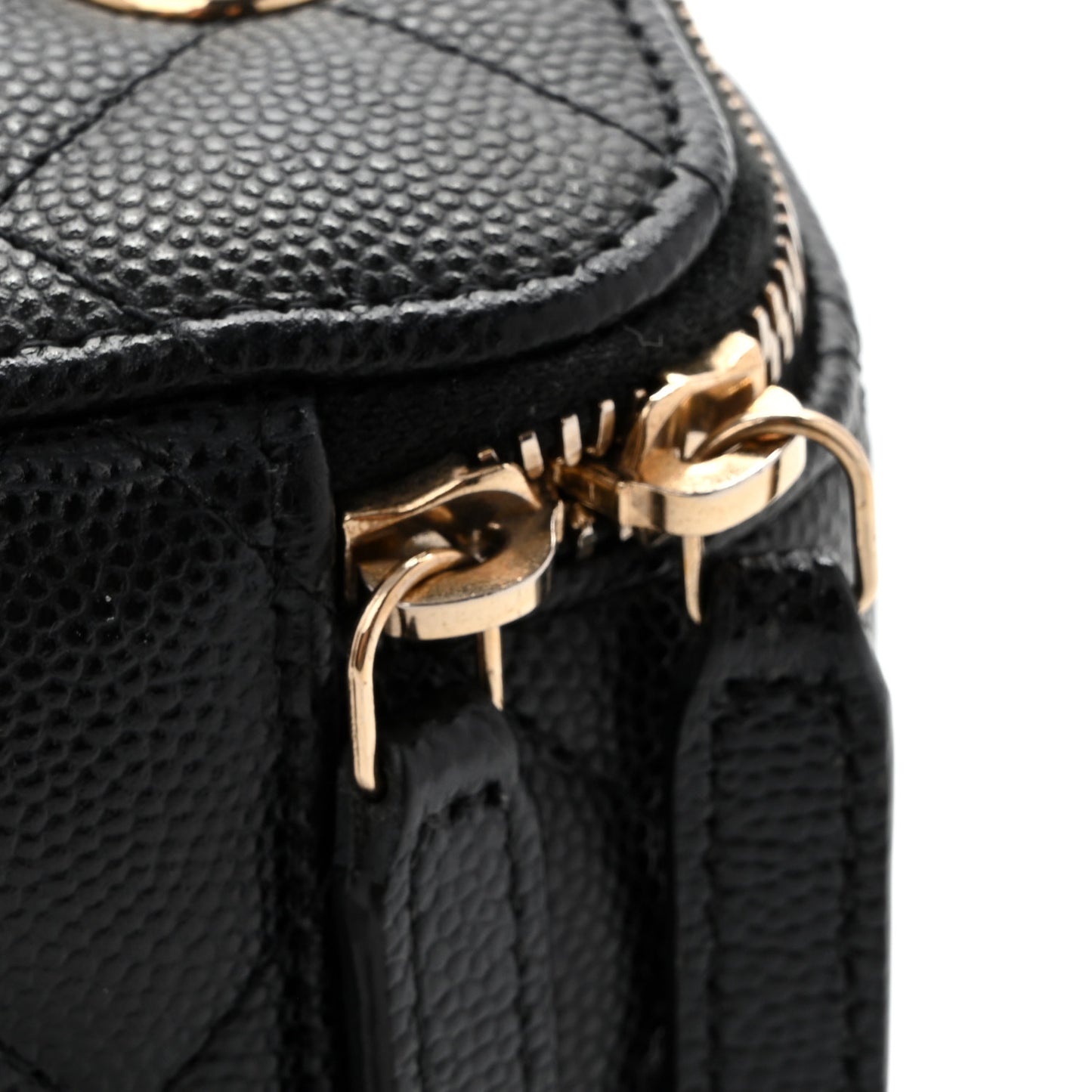 Caviar Quilted Mini Vanity Case With Chain Black