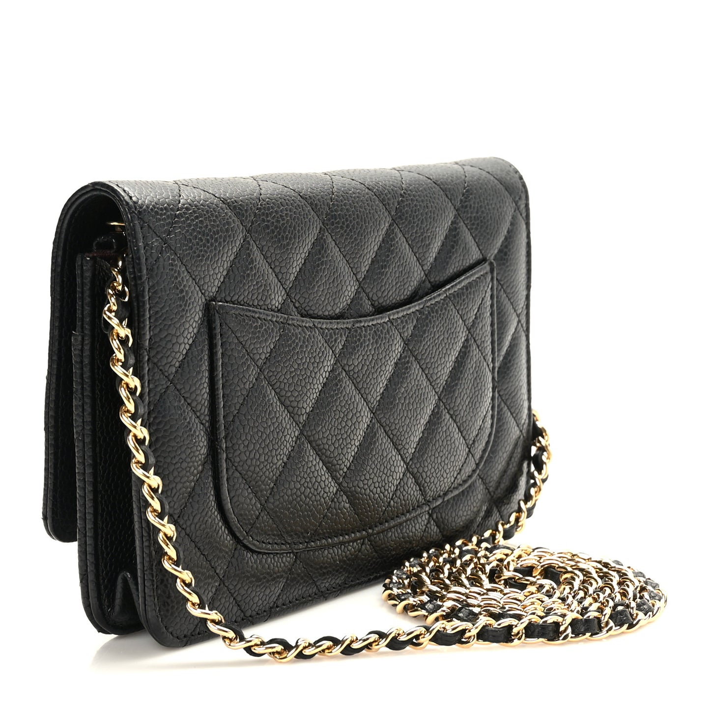 Caviar Quilted Wallet on Chain WOC Black