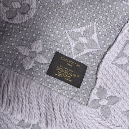 Louis Vuitton Wool Silk Logomania Scarf Pearl Grey 4 of 4