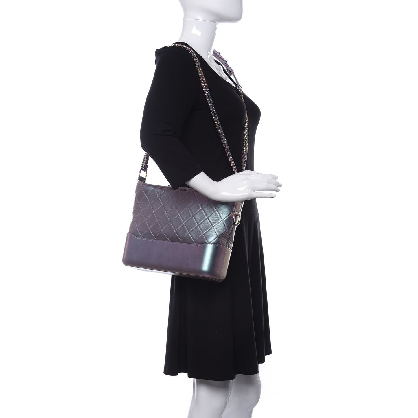 Iridescent Lambskin Calfskin Quilted Medium Gabrielle Hobo Light Purple