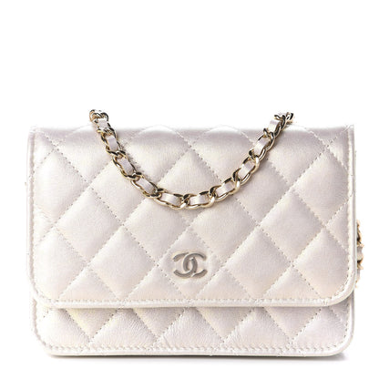 Chanel Iridescent Lambskin Quilted Mini Wallet On Chain WOC Ivory 1 of 11