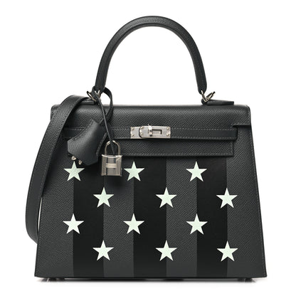 Hermes Epsom Tadelakt Chevre Mysore Casaque Etoilee Kelly Sellier 25 Ardoise Black Vert Peppermint 1 of 11