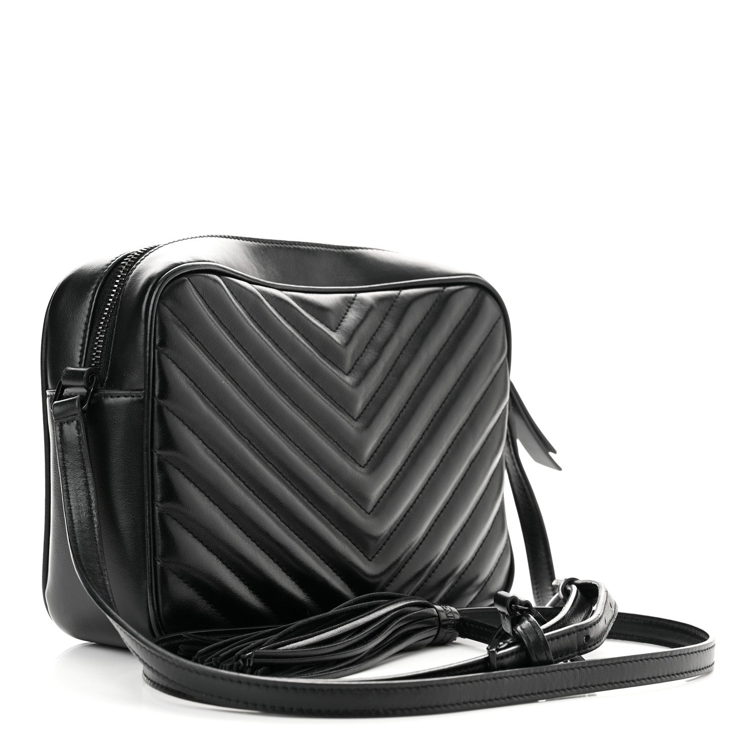 Saint Laurent Calfskin Matelasse Monogram Monochrome Lou Camera Bag Black 3 of 12
