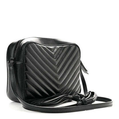 Saint Laurent Calfskin Matelasse Monogram Monochrome Lou Camera Bag Black 3 of 12