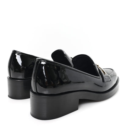 Chanel Patent Calfskin Metal CC Mocassin Loafers 38.5 Black 5 of 9