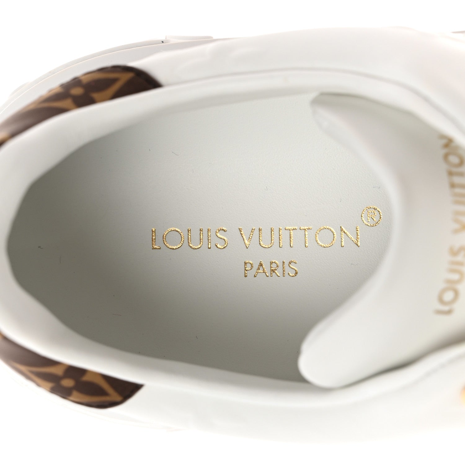 Louis Vuitton Lambskin Embossed Monogram Time Out Sneakers 38.5 White 8 of 12