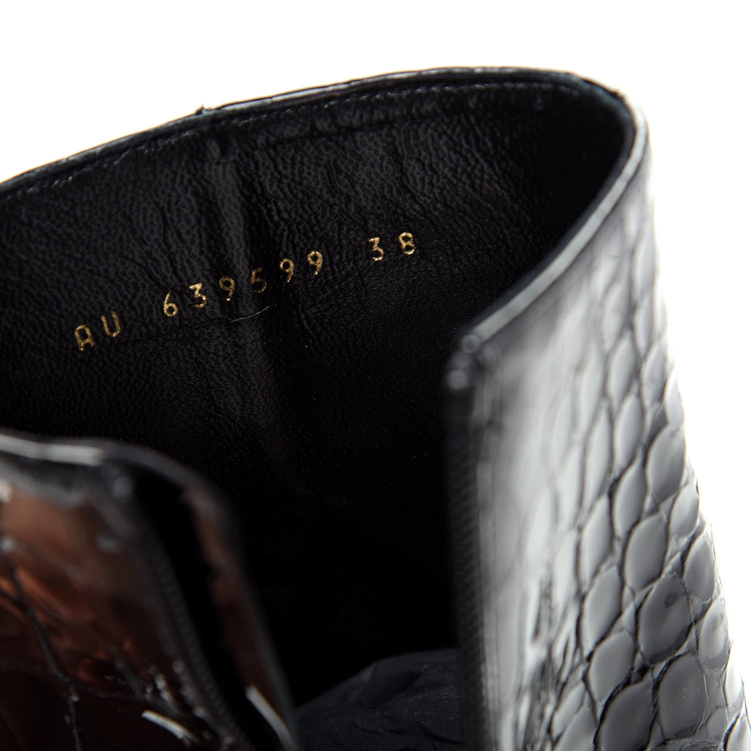 Saint Laurent Alligator Embossed Patent Calfskin Opyum 110 Ankle Boots 38 Black 10 of 11