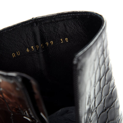 Saint Laurent Alligator Embossed Patent Calfskin Opyum 110 Ankle Boots 38 Black 10 of 11