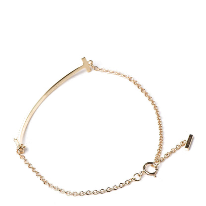 Tiffany 18K Yellow Gold Diamond T Smile Bracelet 3 of 7