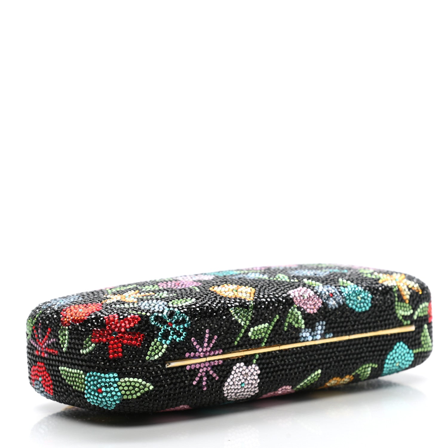 Judith Leiber Swarovski Crystal Flower Clutch Black Gold Multicolor 4 of 8