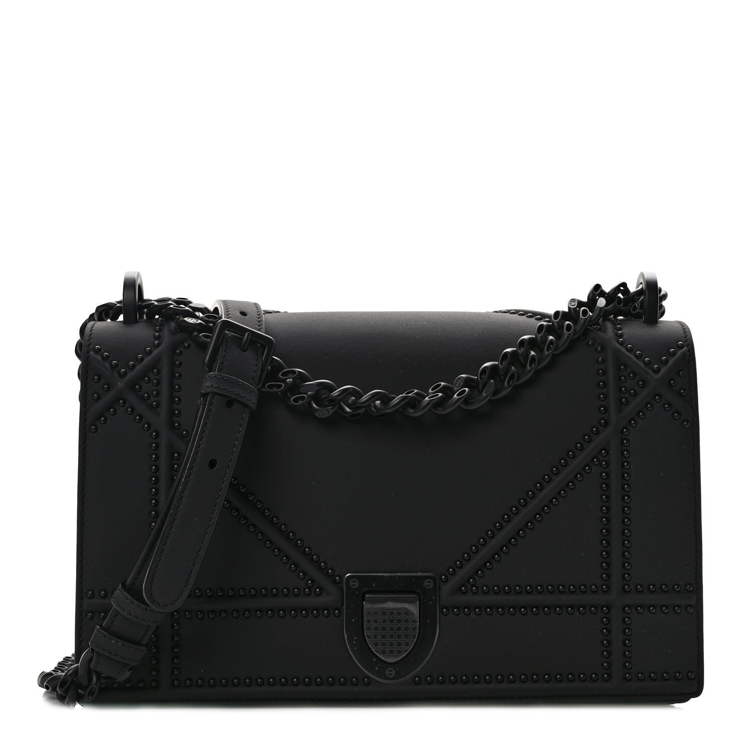 Christian Dior Ultra Matte Calfskin Studded Diorama Wallet on Chain Pouch Black 1 of 9