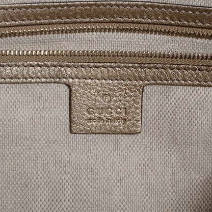 Gucci Metallic Pebbled Calfskin Large Soho Shoulder Bag Golden Beige 6 of 7