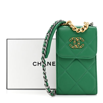 Chanel Lambskin Quilted Chanel 19 Phone Holder With Chain Green 11 of 11