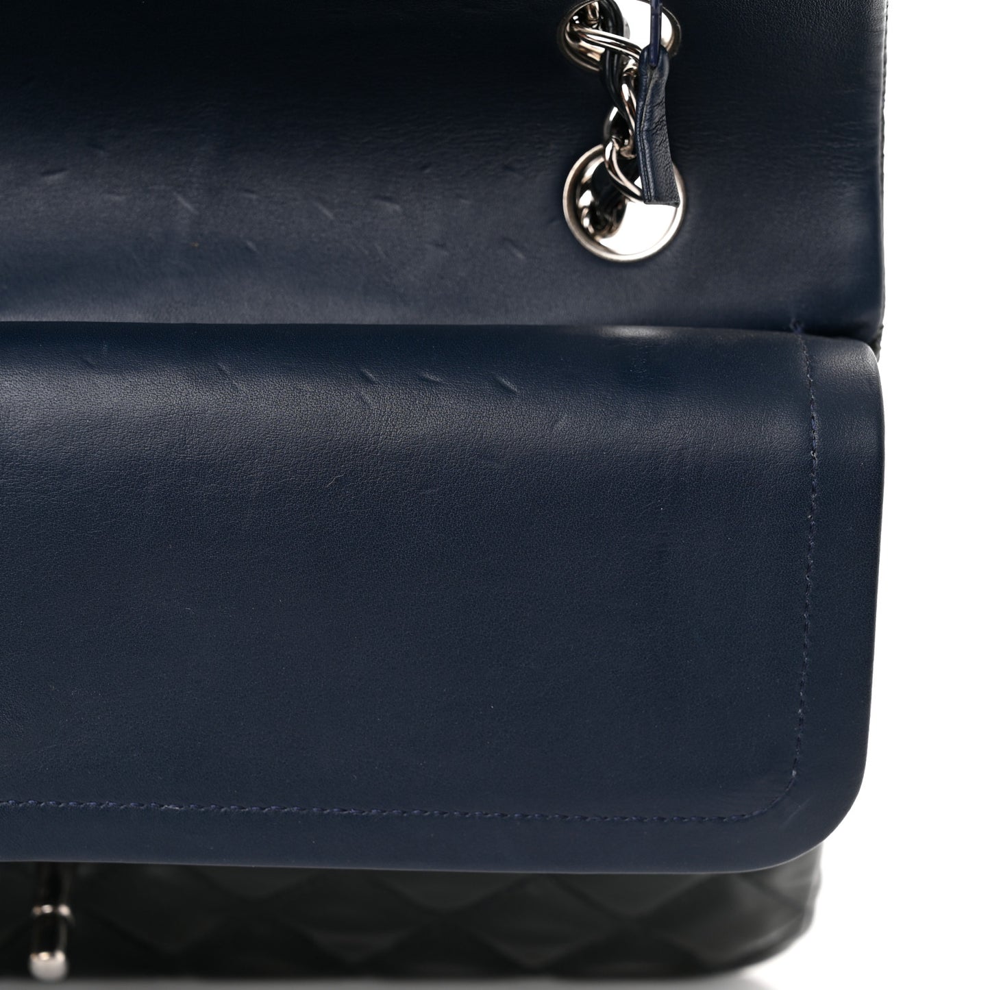 Patent Quilted Medium Double Flap Navy