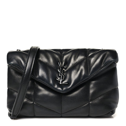 Saint Laurent Lambskin Quilted Toy Loulou Puffer Monogram Monochrome Chain Satchel Black 1 of 11