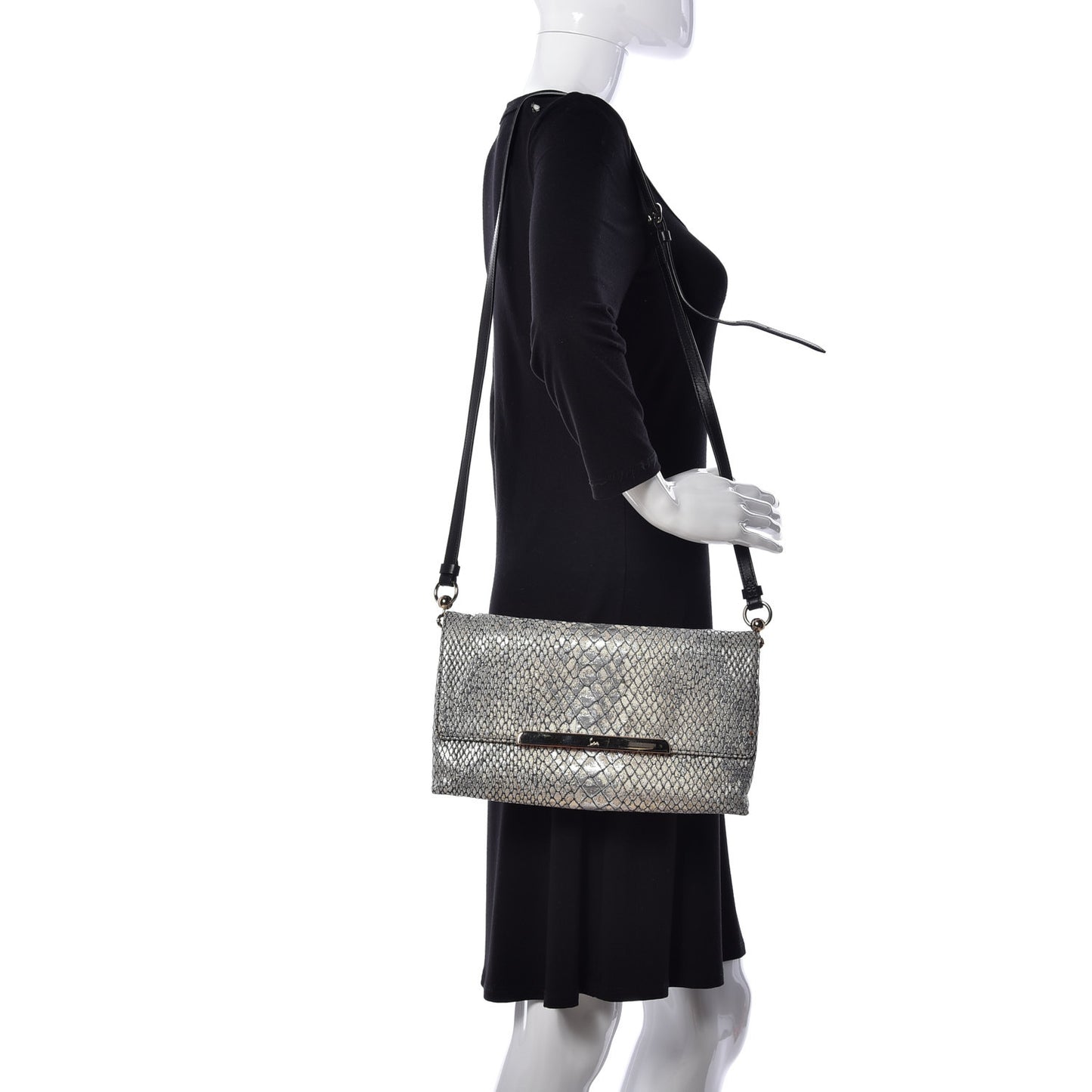 Glitter Fabric Snakeskin Embossed Clutch