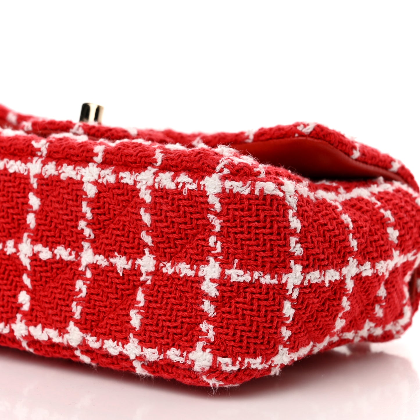 Tweed Quilted Mini Rectangular Flap White Red