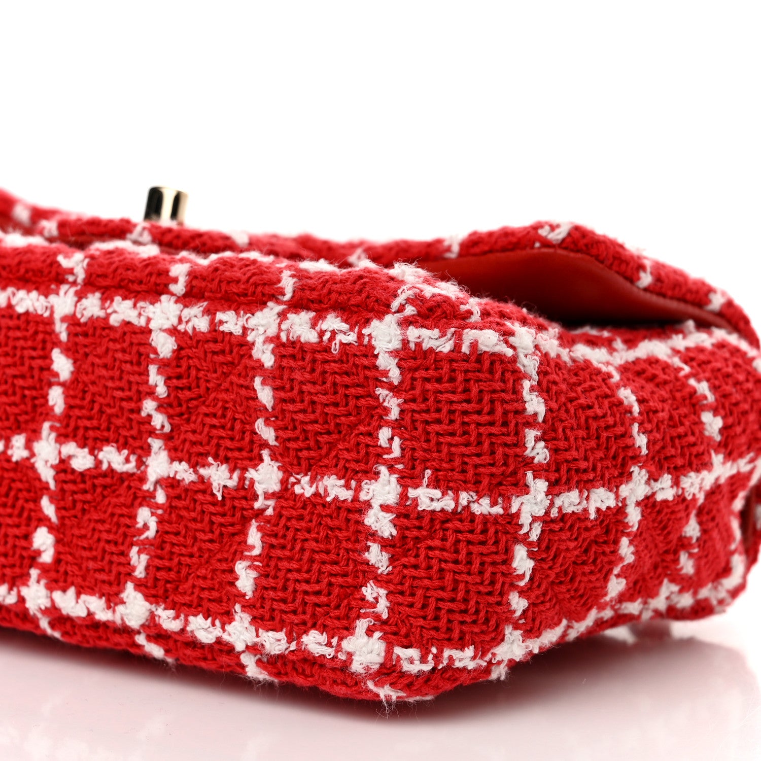Chanel Tweed Quilted Mini Rectangular Flap White Red 10 of 11