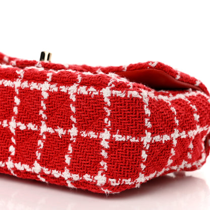 Chanel Tweed Quilted Mini Rectangular Flap White Red 10 of 11
