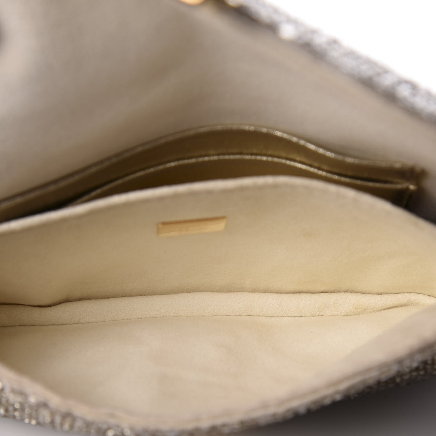 Laminated Goatskin Beaded Micro Baguette Oro Chiaro Platino