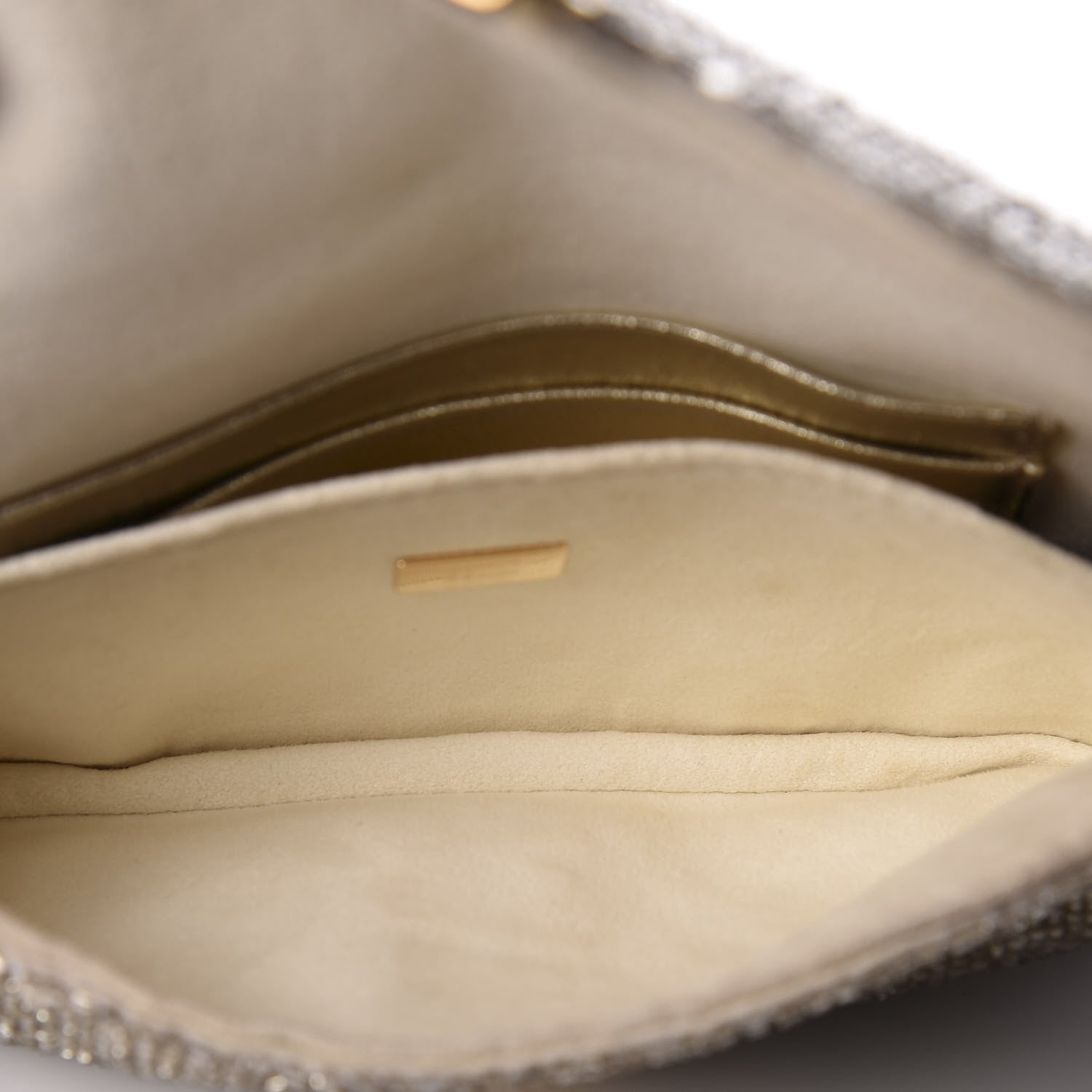Fendi Laminated Goatskin Beaded Micro Baguette Oro Chiaro Platino 4 of 9