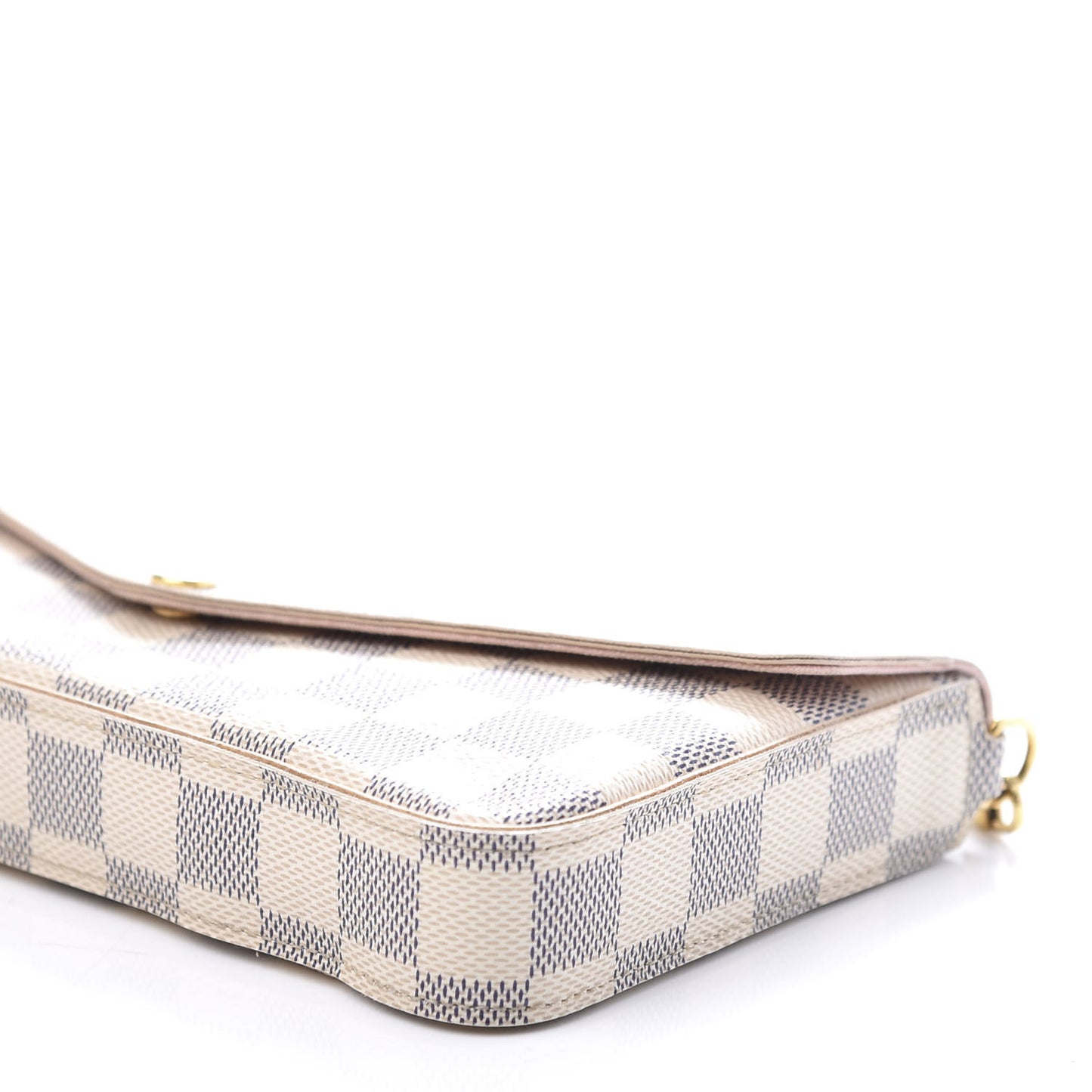 Damier Azur Pochette Felicie Chain Wallet Rose Ballerine