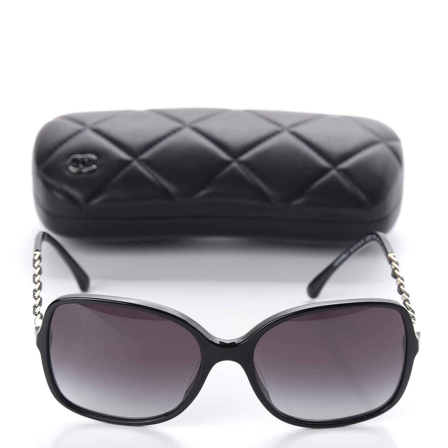 Lambskin Square Chain Sunglasses 5210-Q Black