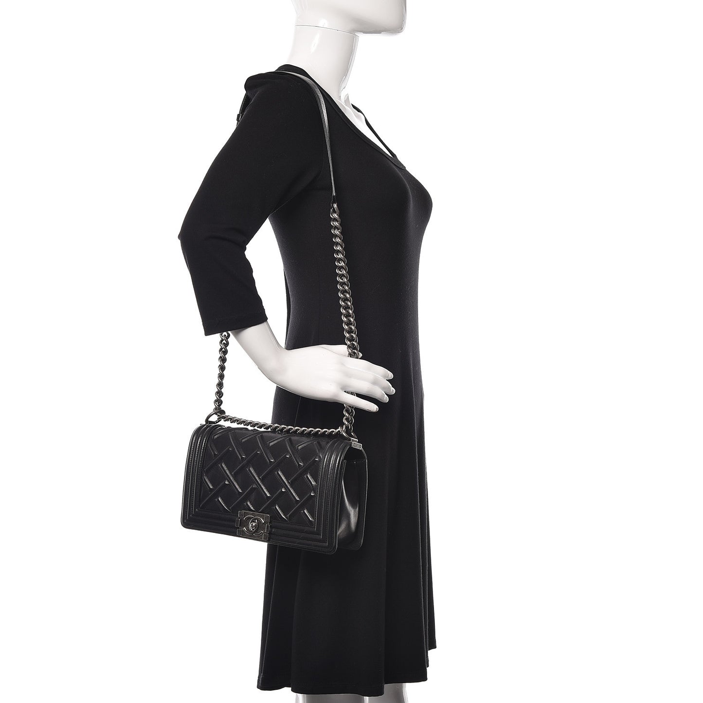 Lambskin Stitched Medium Boy Flap Black