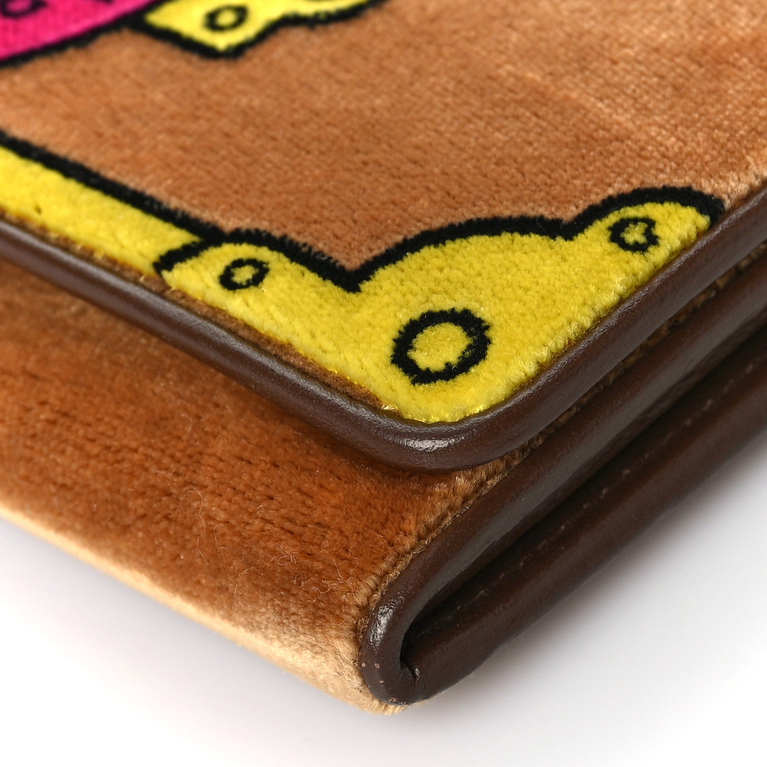 Prada Velluto Ricamo Cahier Wristlet Flap Wallet Cammello 8 of 11
