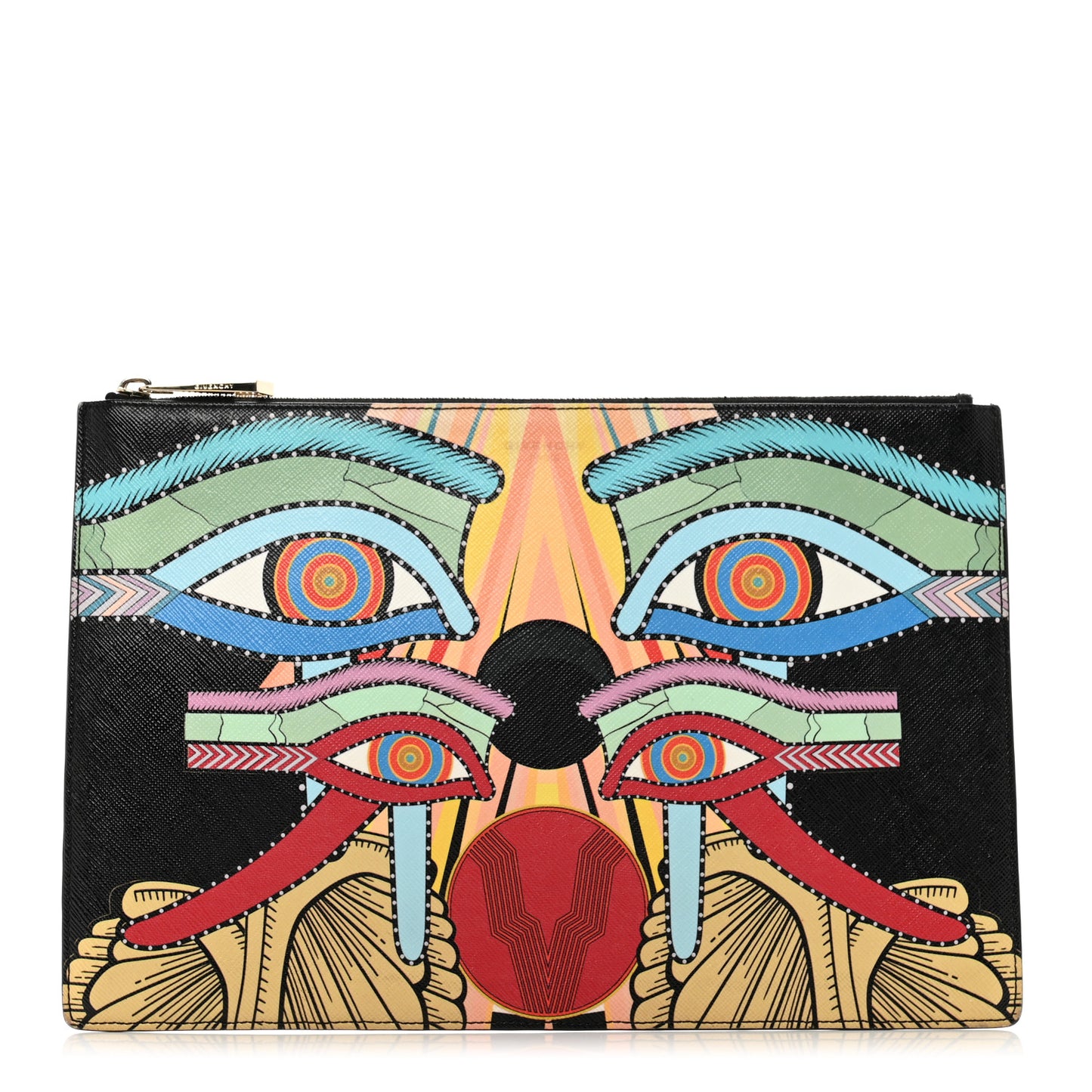 Calfskin Egyptian Print Medium Flat Pouch