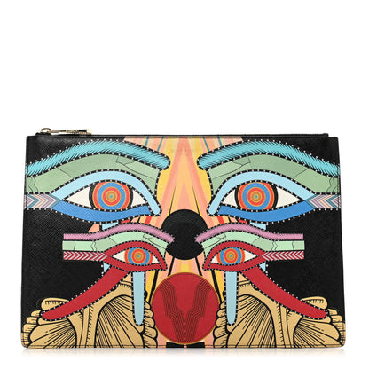 Givenchy Calfskin Egyptian Print Medium Flat Pouch 1 of 7