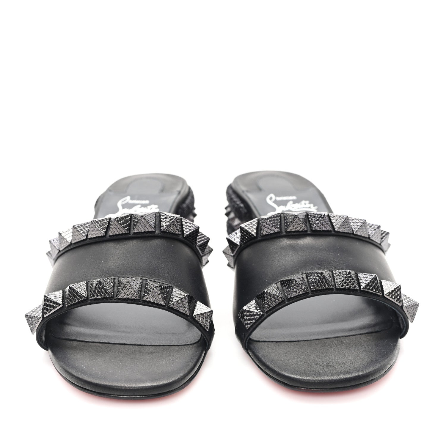 Christian Louboutin Waxed Calfskin Pyramule 30mm Sandals 37 Black 3 of 9