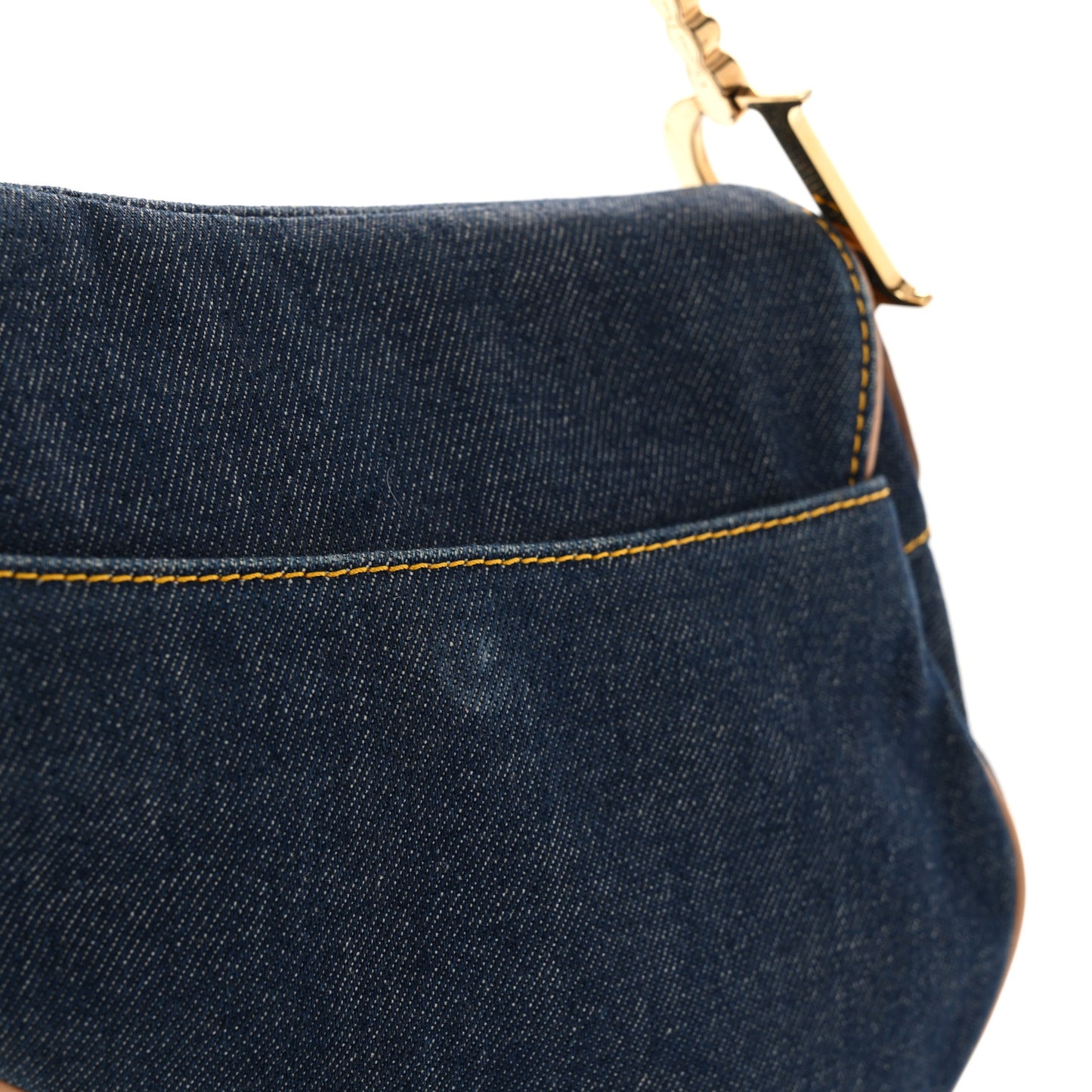 Denim Calfskin Saddle Bag Blue