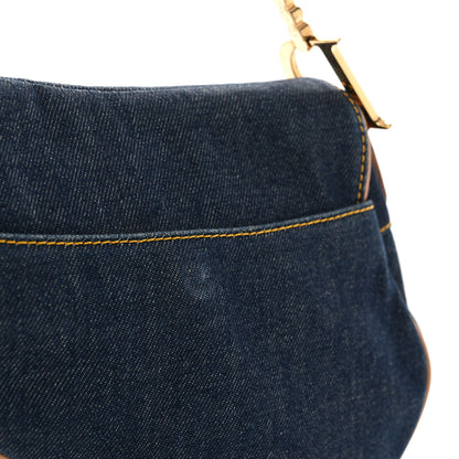 Christian Dior Denim Calfskin Saddle Bag Blue 11 of 11