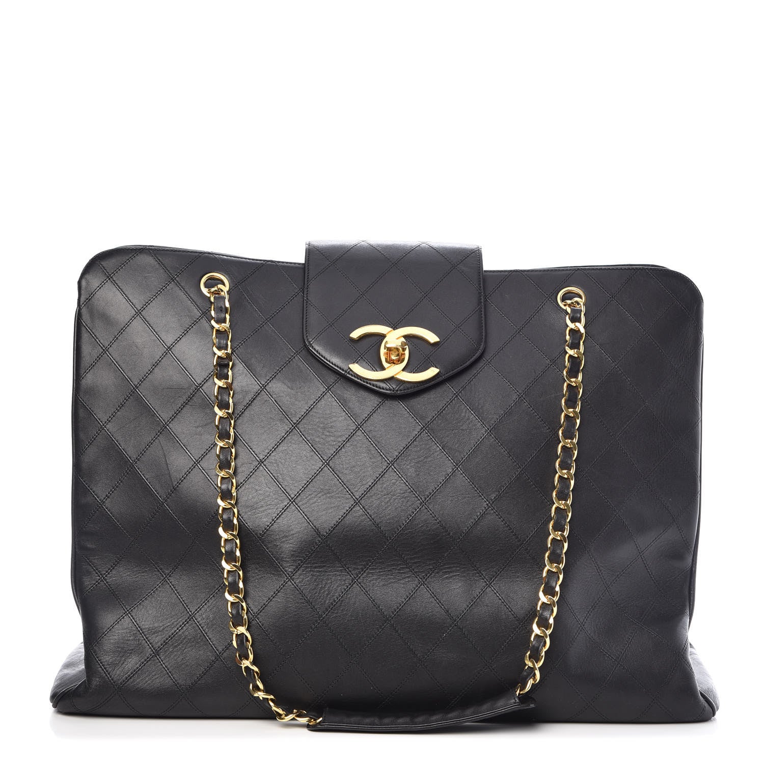 Chanel Calfskin Stitched XL Weekender Black 1 of 20